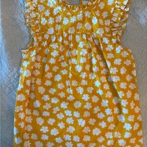 J. Crew Mustard Floral Ruffle Blouse